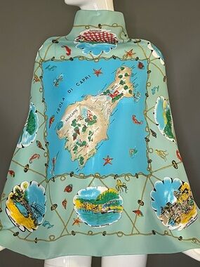 Vintage Capri Italy Souvenir Scarf 30 In Sq Excellent Condition